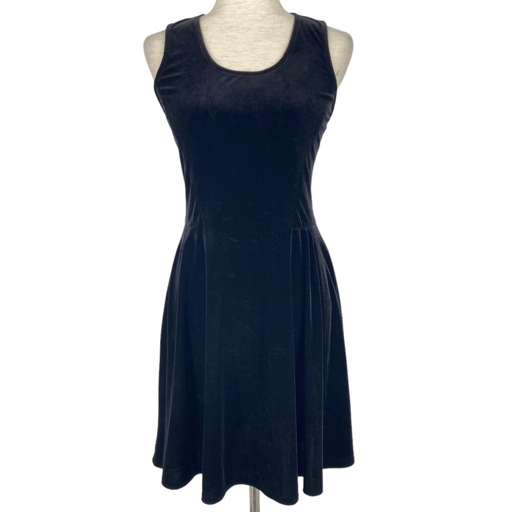 AQUA Velvet Sleeveless Fit and Flare Mini Dress Black Size 6